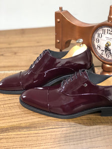 Classic Laced Patent Leather Shoes in Burgundy-baagr.myshopify.com-shoes2-BOJONI