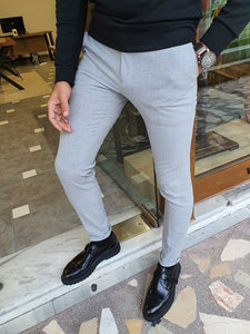 Verno Gray Slim Fit Pants-baagr.myshopify.com-Pants-BOJONI