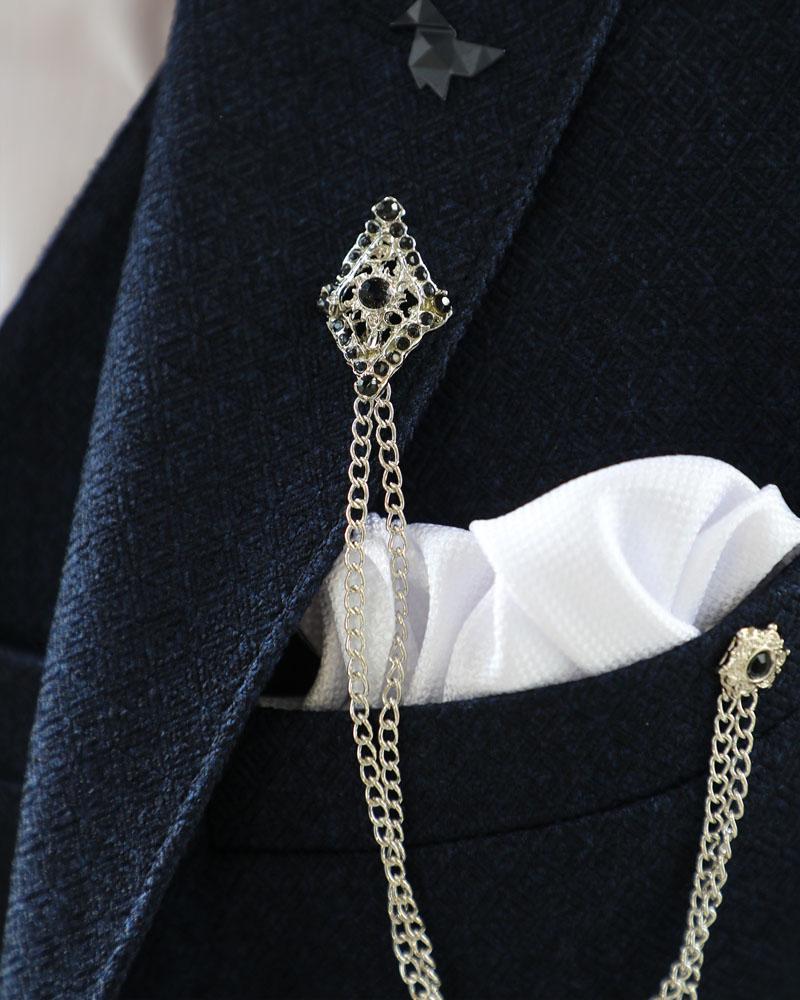 Garuzo Navy Blue Slim Fit Plaid Wool Suit-baagr.myshopify.com-suit-BOJONI