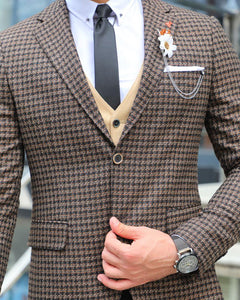 Forenzax  Brown Slim Fit Plaid Wool Suit-baagr.myshopify.com-suit-BOJONI
