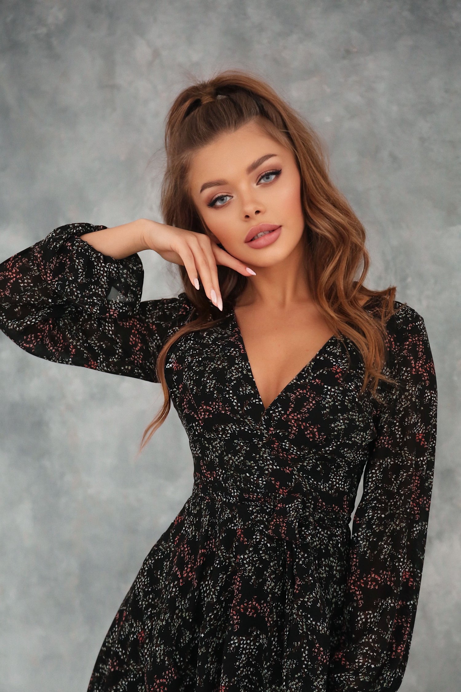 Crepe Chiffon Dress with Ruffles and Wide Belt-baagr.myshopify.com-dress.-BOJONI