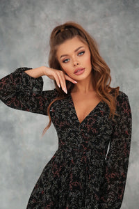 Crepe Chiffon Dress with Ruffles and Wide Belt-baagr.myshopify.com-dress.-BOJONI