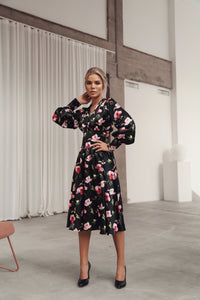 Corset Belt Effect Midi Dress Black-baagr.myshopify.com-dress.-BOJONI
