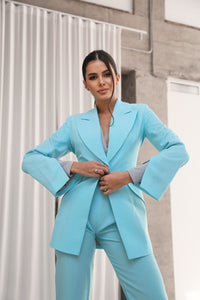 Flared Jacket with Slits on the Sleeves Turquoise-baagr.myshopify.com-dress.-BOJONI