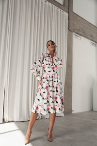Corset Belt Effect Midi Dress White-baagr.myshopify.com-dress.-BOJONI