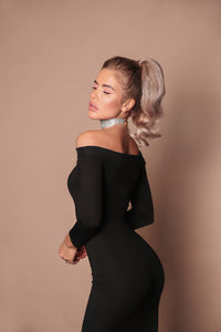Knitted Dress With Bare Shoulders-baagr.myshopify.com-dress.-BOJONI