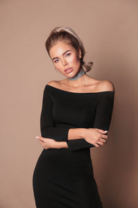Knitted Dress With Bare Shoulders-baagr.myshopify.com-dress.-BOJONI