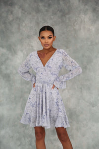 Crepe Chiffon Dress with Ruffles and Wide Belt-baagr.myshopify.com-dress.-BOJONI