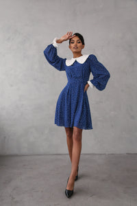 Crepe Chiffon Dress with Turndown Collar and Cuffs-baagr.myshopify.com-dress.-BOJONI