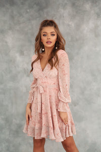 Crepe Chiffon Dress with Ruffles and Wide Belt-baagr.myshopify.com-dress.-BOJONI