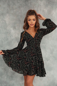 Crepe Chiffon Dress with Ruffles and Wide Belt-baagr.myshopify.com-dress.-BOJONI