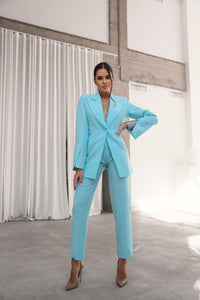 Flared Jacket with Slits on the Sleeves Turquoise-baagr.myshopify.com-dress.-BOJONI