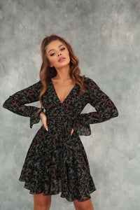 Crepe Chiffon Dress with Ruffles and Wide Belt-baagr.myshopify.com-dress.-BOJONI