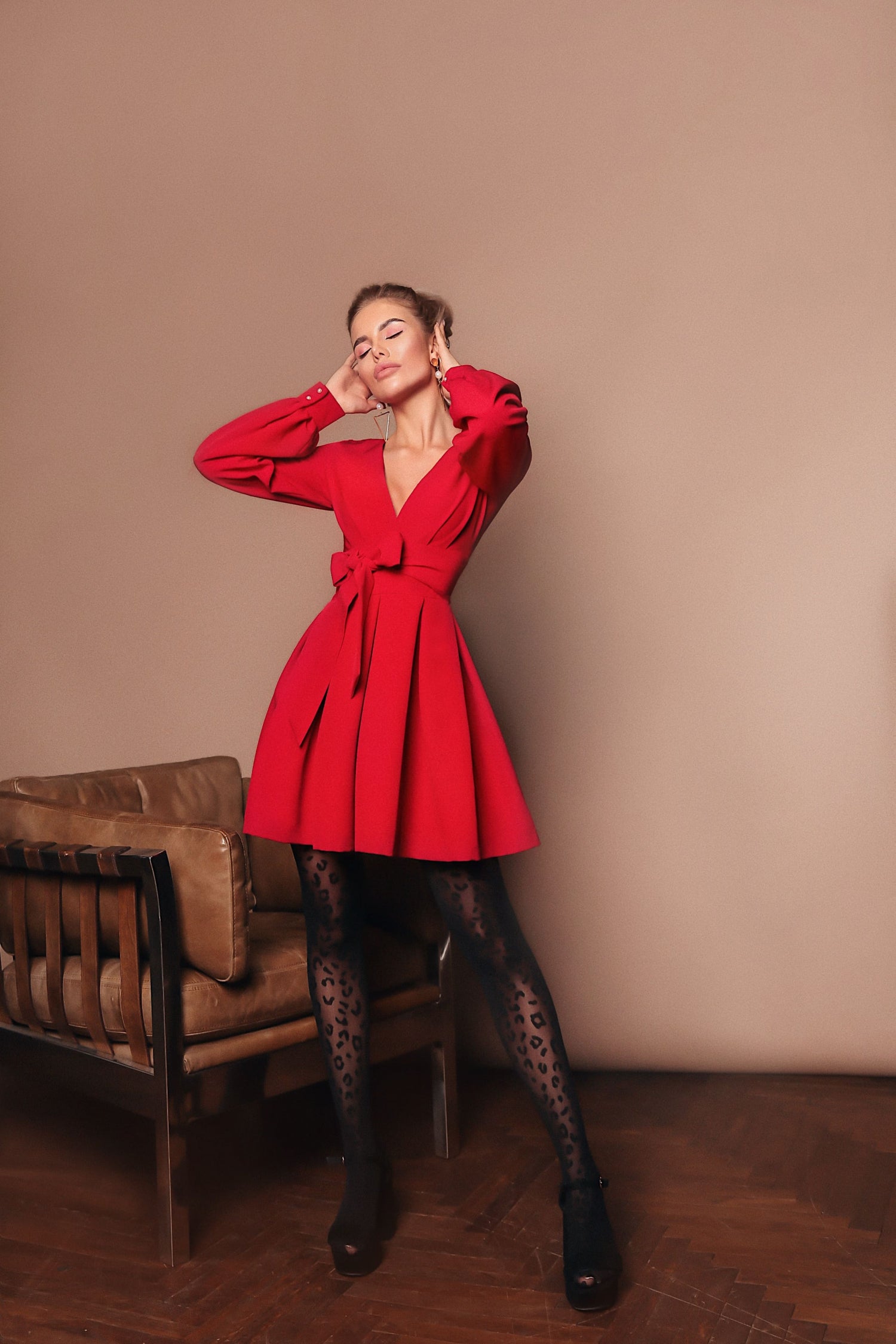 Wrap Dress With Wide Belt-baagr.myshopify.com-dress.-BOJONI