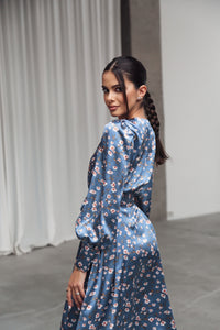 Puff Sleeve Midi Dress Blue-baagr.myshopify.com-dress.-BOJONI