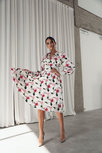 Corset Belt Effect Midi Dress White-baagr.myshopify.com-dress.-BOJONI