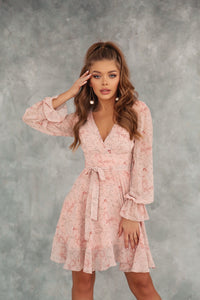 Crepe Chiffon Dress with Ruffles and Wide Belt-baagr.myshopify.com-dress.-BOJONI