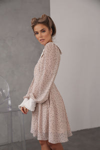 Crepe Chiffon Dress with Turndown Collar and Cuffs-baagr.myshopify.com-dress.-BOJONI