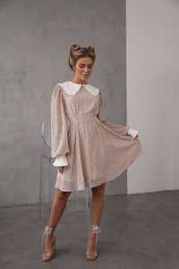 Crepe Chiffon Dress with Turndown Collar and Cuffs-baagr.myshopify.com-dress.-BOJONI
