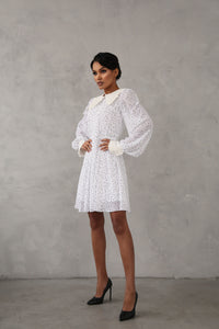 Crepe Chiffon Dress with Turndown Collar and Cuffs-baagr.myshopify.com-dress.-BOJONI