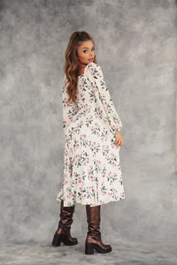 Floral Puff Sleeve Midi Dress-baagr.myshopify.com-dress.-BOJONI