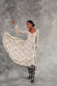 Floral Puff Sleeve Midi Dress-baagr.myshopify.com-dress.-BOJONI