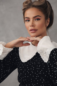 Crepe Chiffon Dress with Turndown Collar and Cuffs-baagr.myshopify.com-dress.-BOJONI