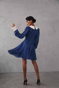 Crepe Chiffon Dress with Turndown Collar and Cuffs-baagr.myshopify.com-dress.-BOJONI