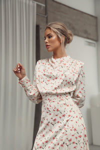 Midi Dress with Shoulder Pads White-baagr.myshopify.com-dress.-BOJONI