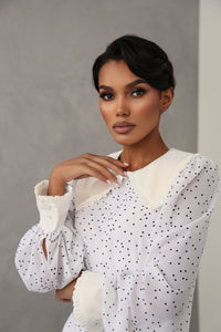 Crepe Chiffon Dress with Turndown Collar and Cuffs-baagr.myshopify.com-dress.-BOJONI