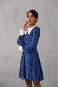 Crepe Chiffon Dress with Turndown Collar and Cuffs-baagr.myshopify.com-dress.-BOJONI