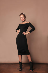 Knitted Dress With Bare Shoulders-baagr.myshopify.com-dress.-BOJONI