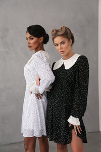 Crepe Chiffon Dress with Turndown Collar and Cuffs-baagr.myshopify.com-dress.-BOJONI