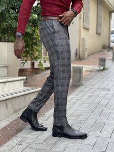 Frezo Black Slim Fit Plaid Pants-baagr.myshopify.com-Pants-BOJONI