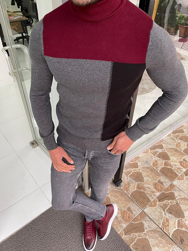 Bojo Dark Gray Slim Fit Turtleneck Sweater-baagr.myshopify.com-sweatshirts-BOJONI